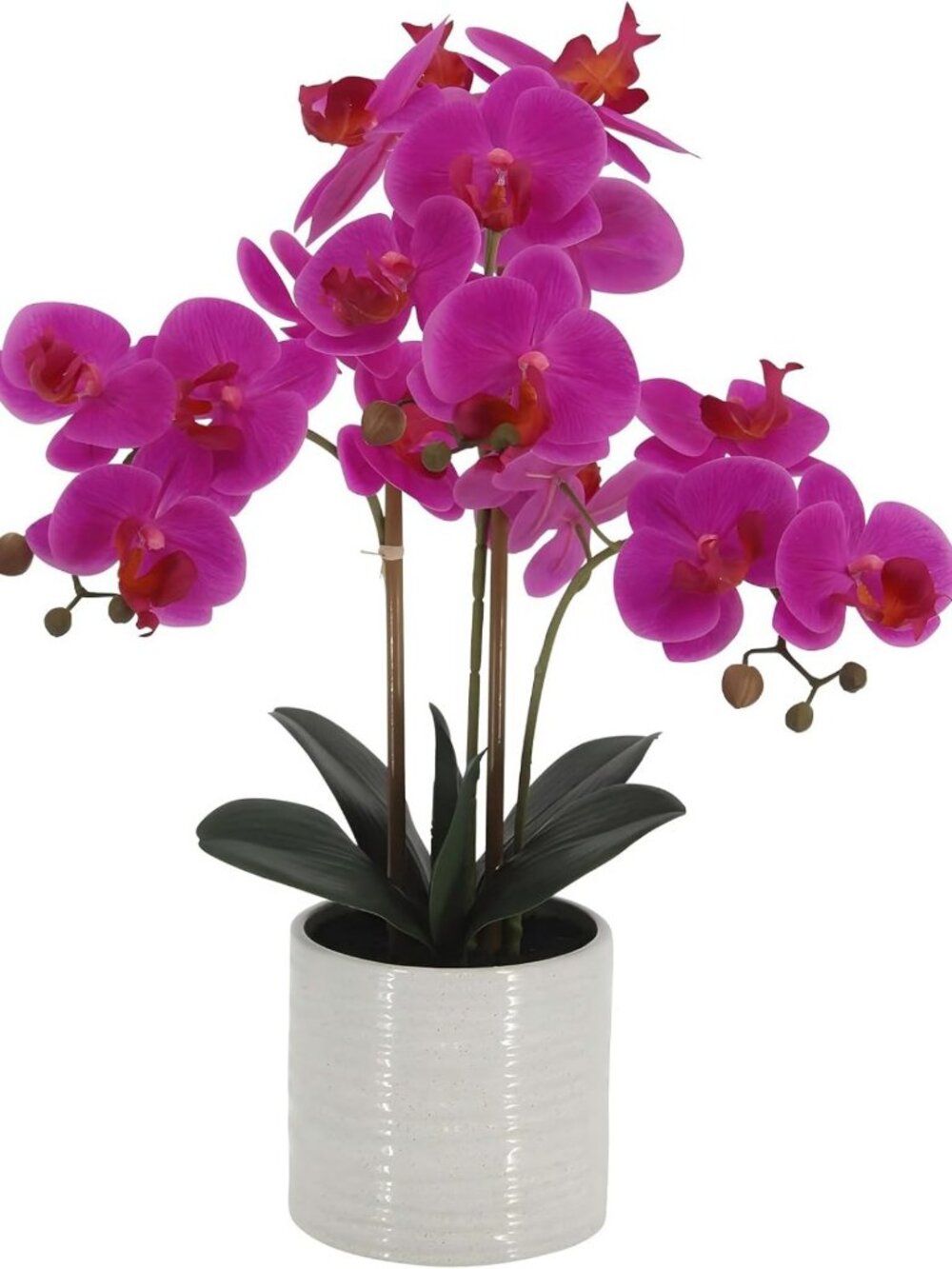 Realistic 23" Fake Orchid Plant with Touch Leaves, Potted Indoor Decor - Dark